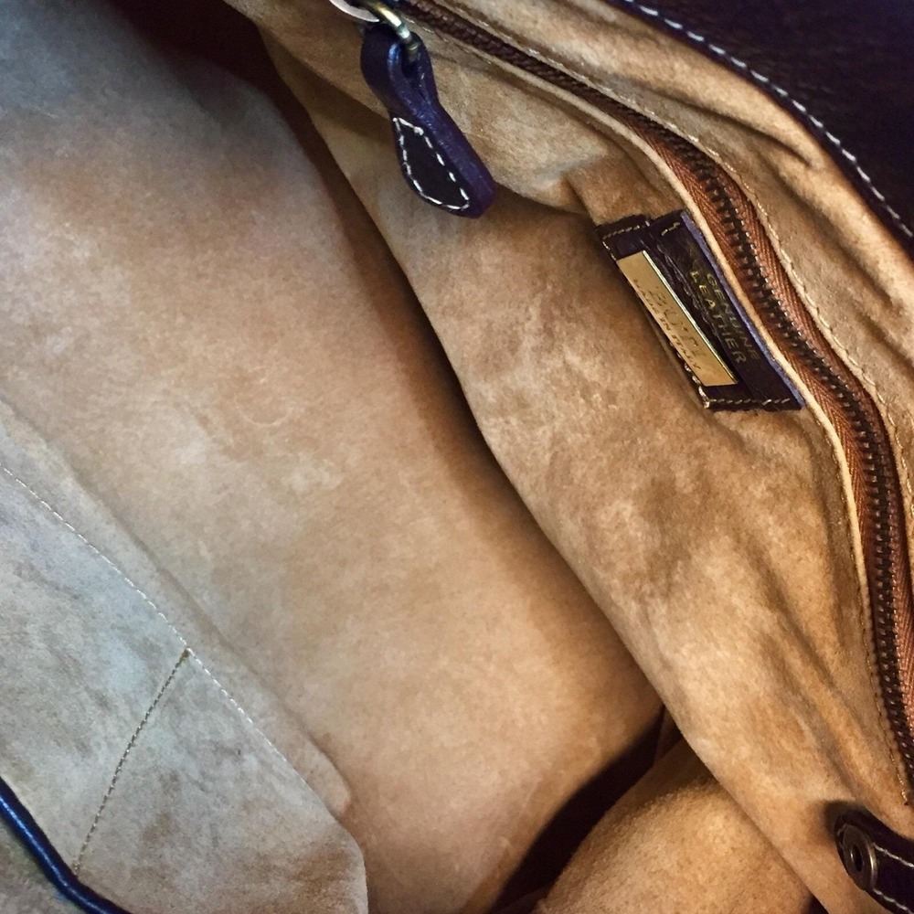 Buti Italy Dark Brown Pebbled Leather Satchel Handbag Contrast Stitch Brass Lock - Picture 8 of 14